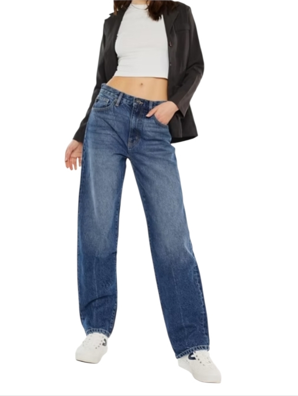 KanCan High Rise Dad Fit Straight Leg Jean Size *9/28 #KC8714D Zip/Button Close